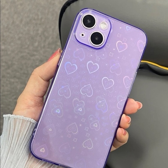 iPhone 12 holographic hearts soft cell phone case. Color changing effects. Fun! - Picture 3 of 7